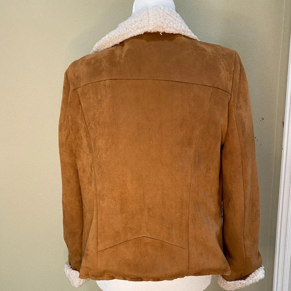 Faux Suede & Shearling Drape Coat by Miss Love - size Large - Picture 3 of 5